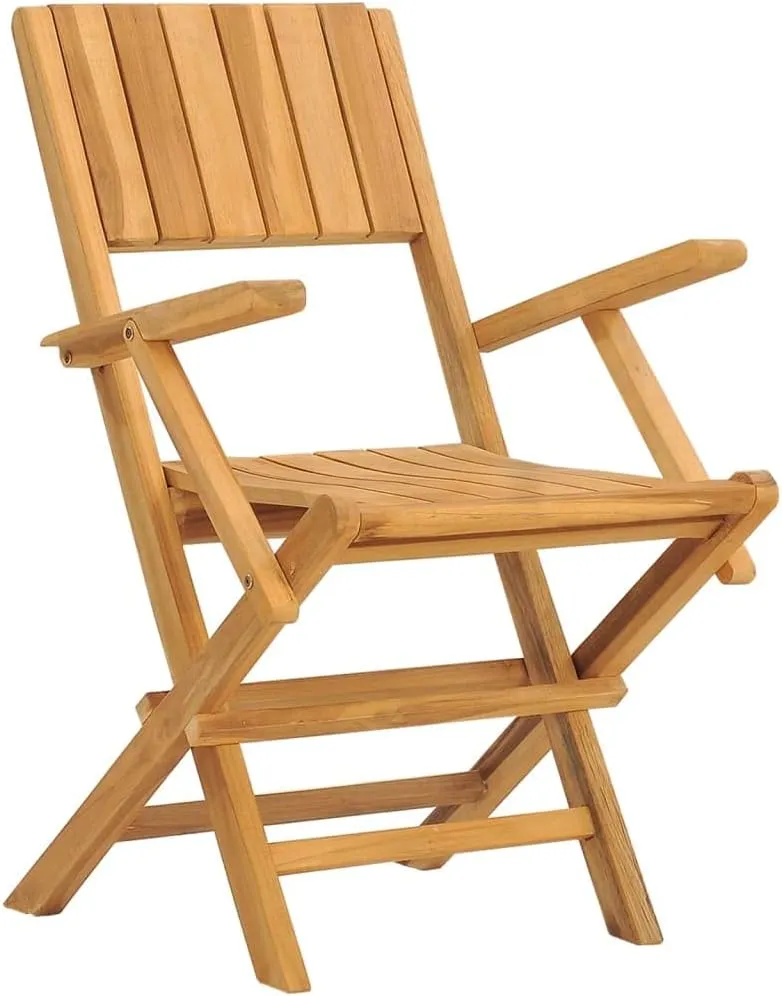 Folding Teak Wood Patio Chairs 8 Pcs Outdoor Furniture Foldable Lounge Chairs for Camping Beach Poolside 21.7x24x35.4 Inch