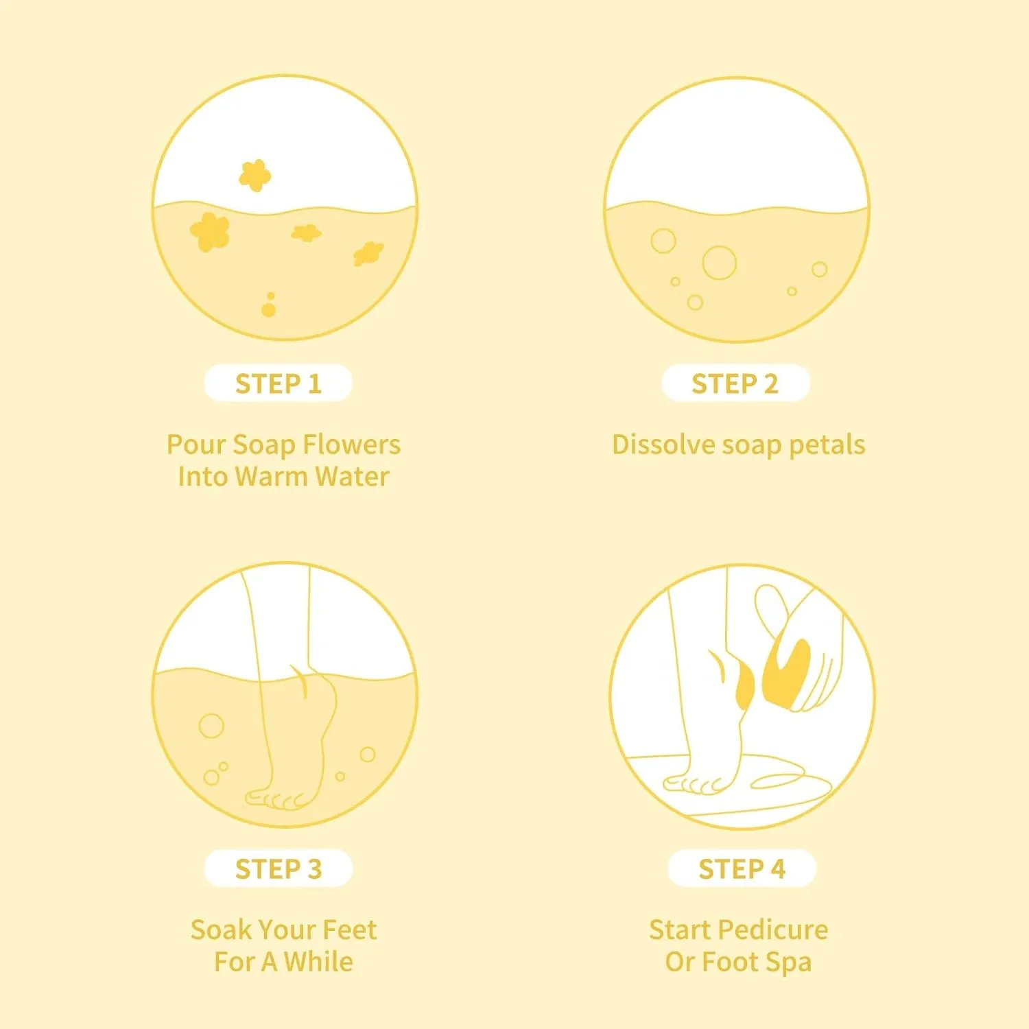 Foot Soak Flower Soap Sheets Pedicure Foot Soaks for Softens Calluses Moisturizing Relaxing Feet Pedi Party, Birthdays, Sleepovers Use (Lemon)
