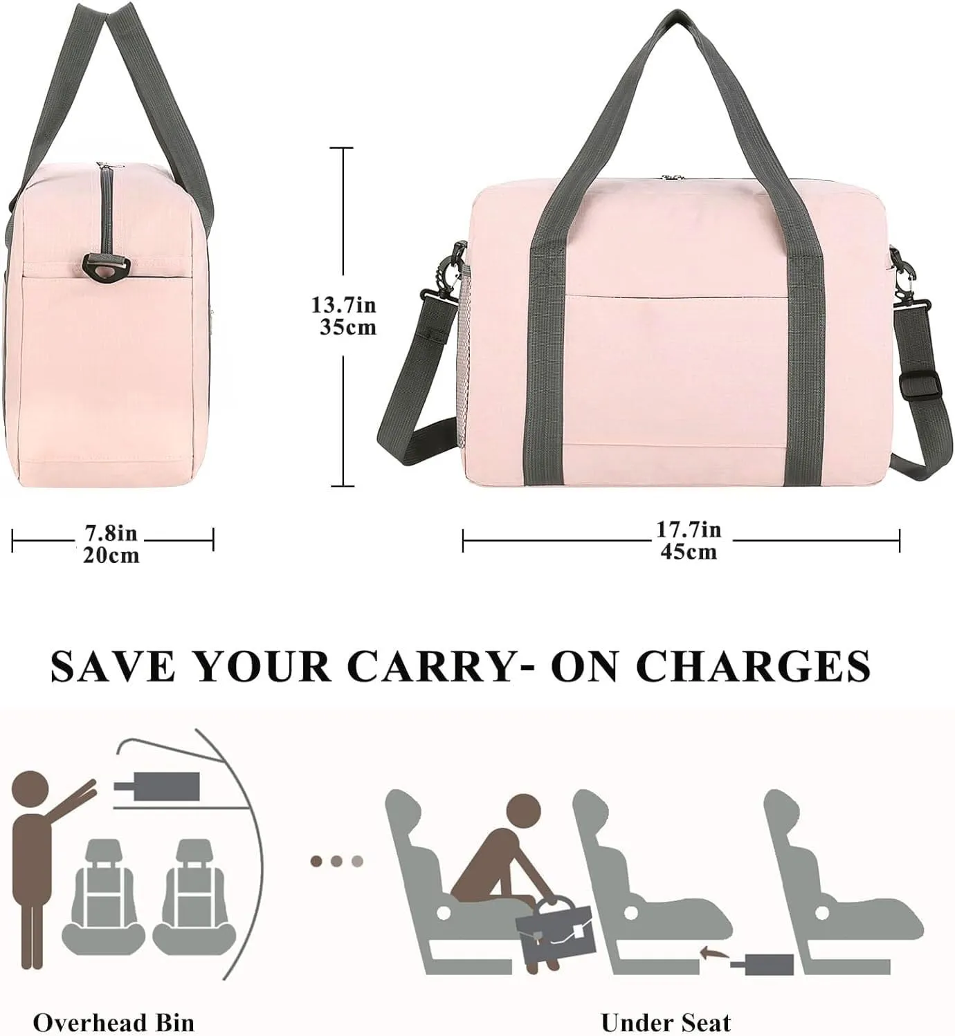 For Spirit Airlines Personal Item Bag 18x14x8 with Wet Pocket Foldable Travel Duffel Bag Underseat Carry on for Men & Women