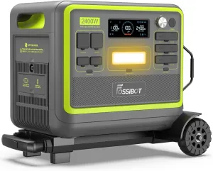 FOSSiBOT F2400 Portable Power Station 2400W (4800W Peak),2048Wh LiFePO4 Battery Solar Generator with 1100W AC & 500W Solar Charging,APP Control, 1.5H Fast Charging,for Home,Outdoor(with Hand Truck)