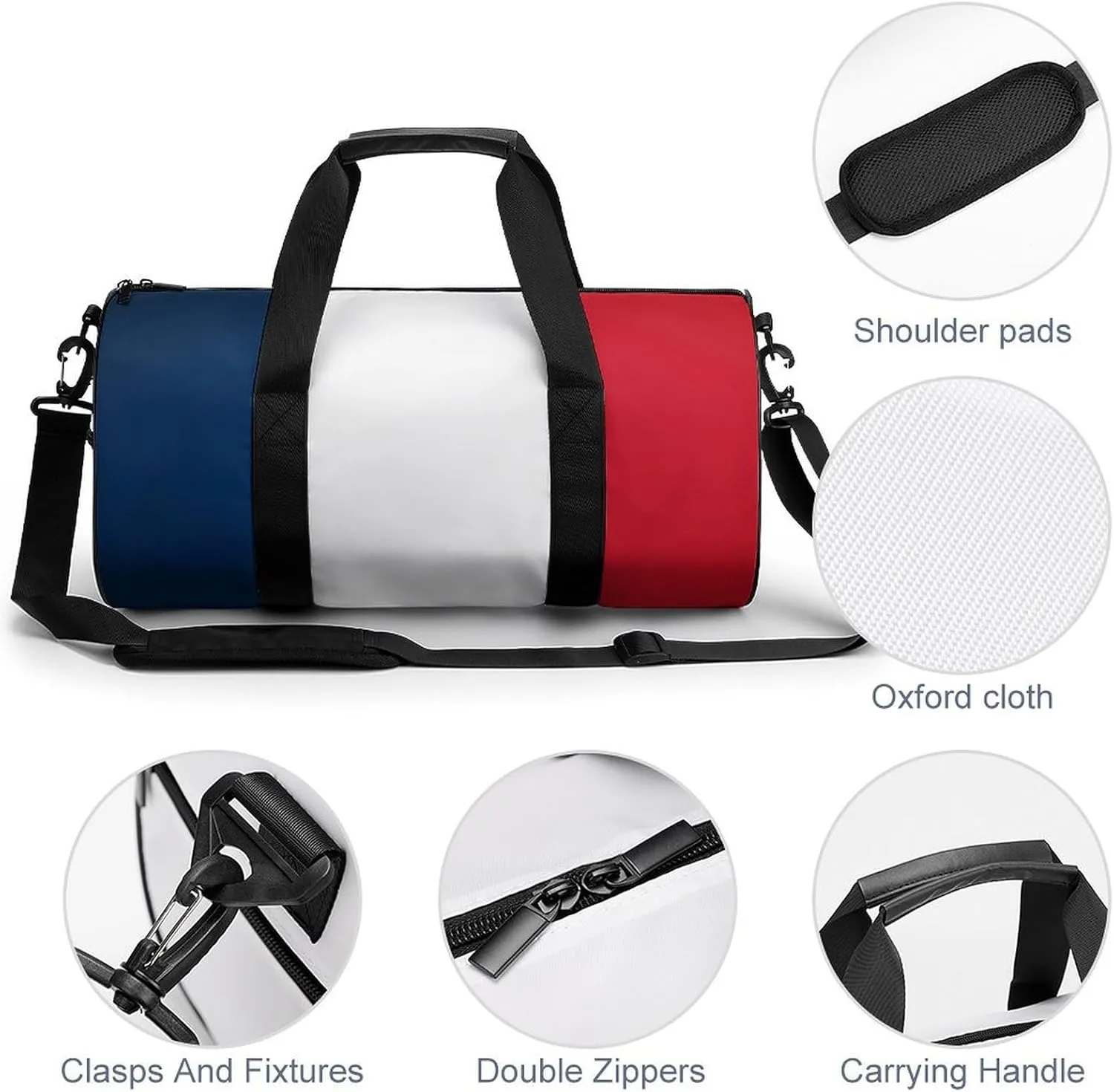 France Flag Waterproof Gym Bag for Travel Dry Wet Separation for Beach Yoga Weekender