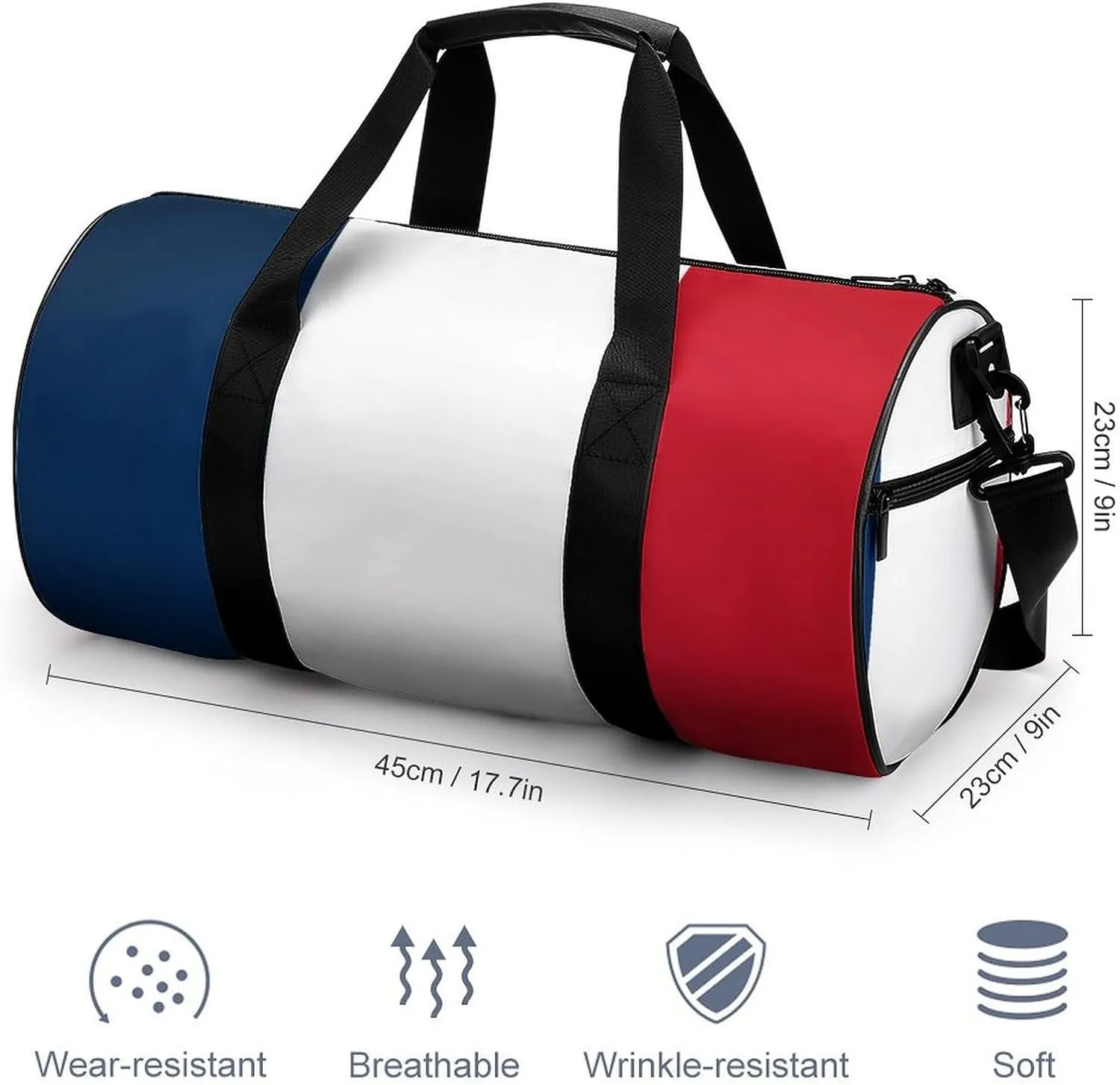 France Flag Waterproof Gym Bag for Travel Dry Wet Separation for Beach Yoga Weekender