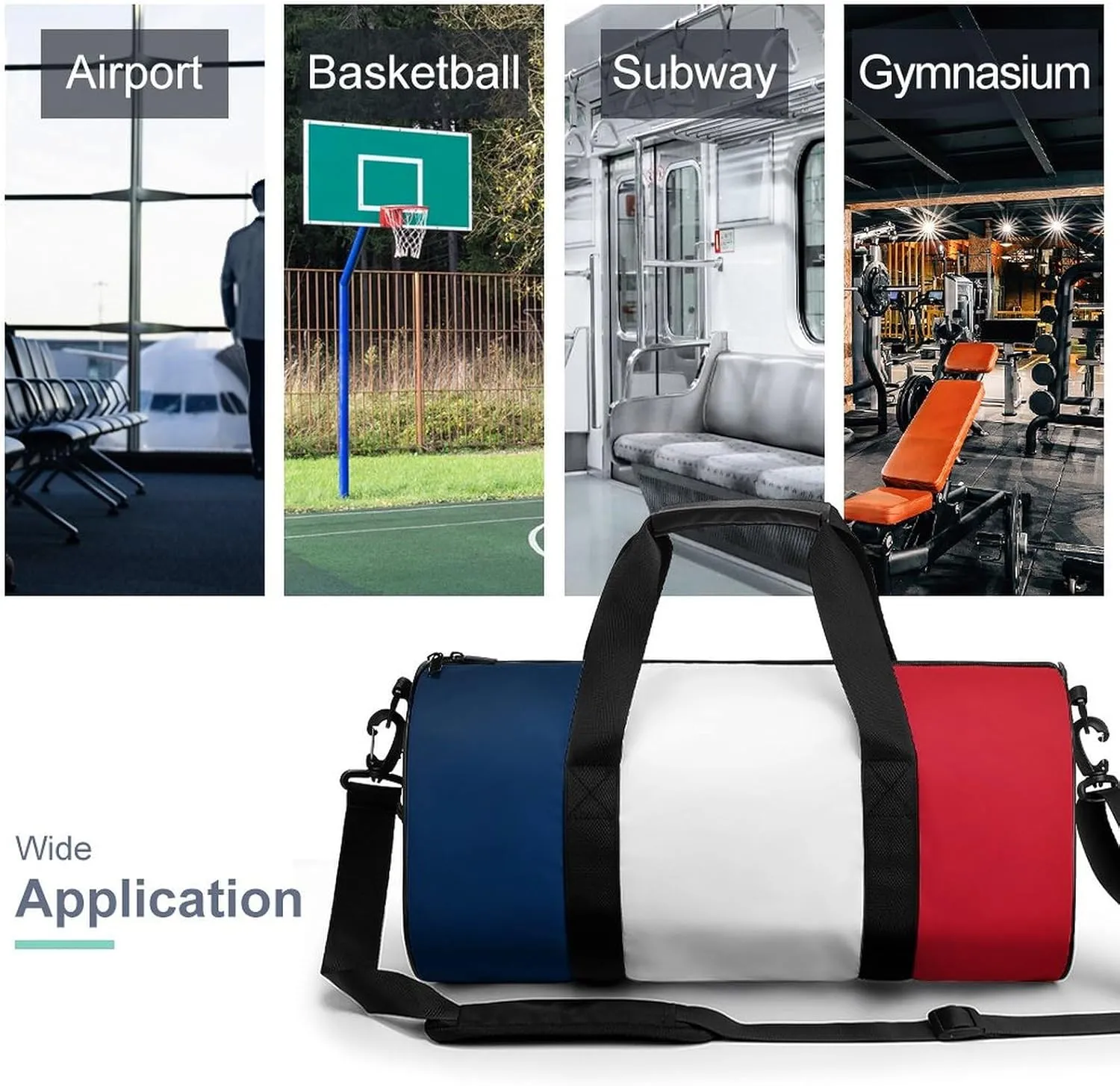 France Flag Waterproof Gym Bag for Travel Dry Wet Separation for Beach Yoga Weekender