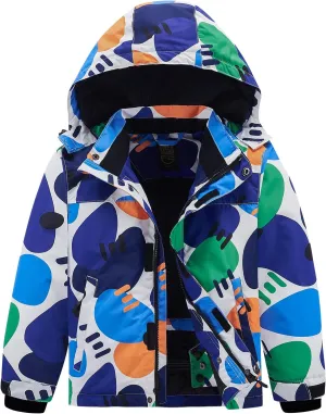 FREE SOLDIER Boys Girls Waterproof Ski Jacket Fleece Lined Warm Winter Snow Coat Kids Winter Jacket with Detachable Hood