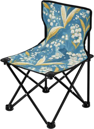 Fresh Style Lily of Valley Blue Background Collapsible Backpack Beach Chairs for Adults Ultralight Backpack Chair Carry Bag Included Fishing Chair for Ice Fishing Lawn