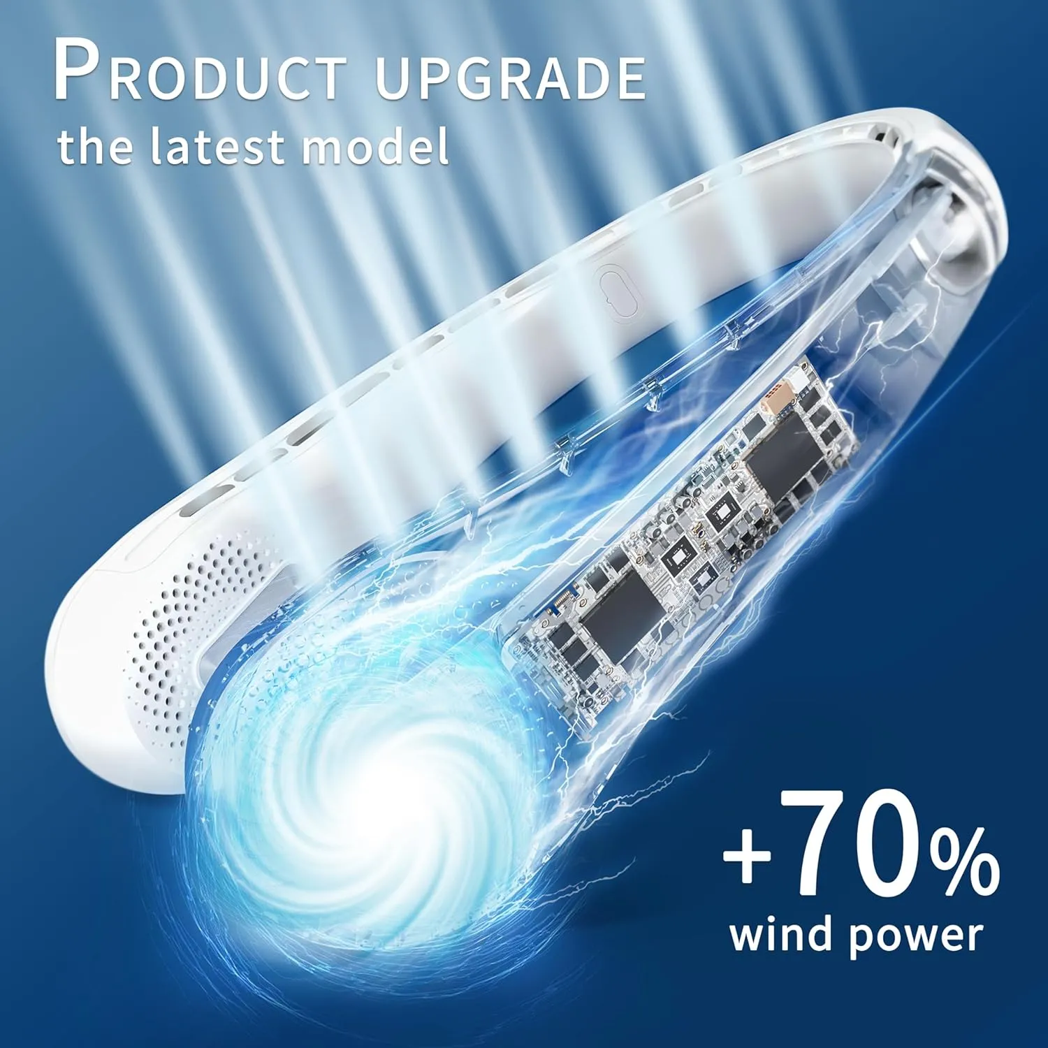 FrSara Neck Fan, Portable Personal Fan Strong Wind, 5200mAh, Air Volume,360° Cooling, No Hair Twisting, Air Volume On 2 Sides, Non-Slip, Quick Charge, Long Use Time, Gift for Women, Men, Birthday