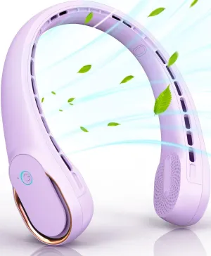 FrSara Neck Fan, Portable Personal Fan Strong Wind, 5200mAh, Air Volume,360° Cooling, No Hair Twisting, Air Volume On 2 Sides, Non-Slip, Quick Charge, Long Use Time, Gift for Women, Men, Birthday