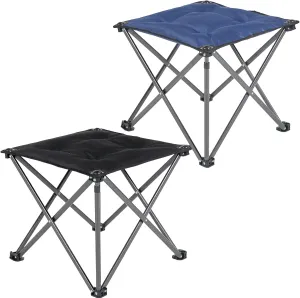 FUNDANGO 2 Pack Padded Camping Stool, Oversized Portable Folding Camping Foot Stool for Gardening, Fishing, Hiking, Outdoor Walking, Backpacking, Travelling, Beach with Carry Bag (Black)