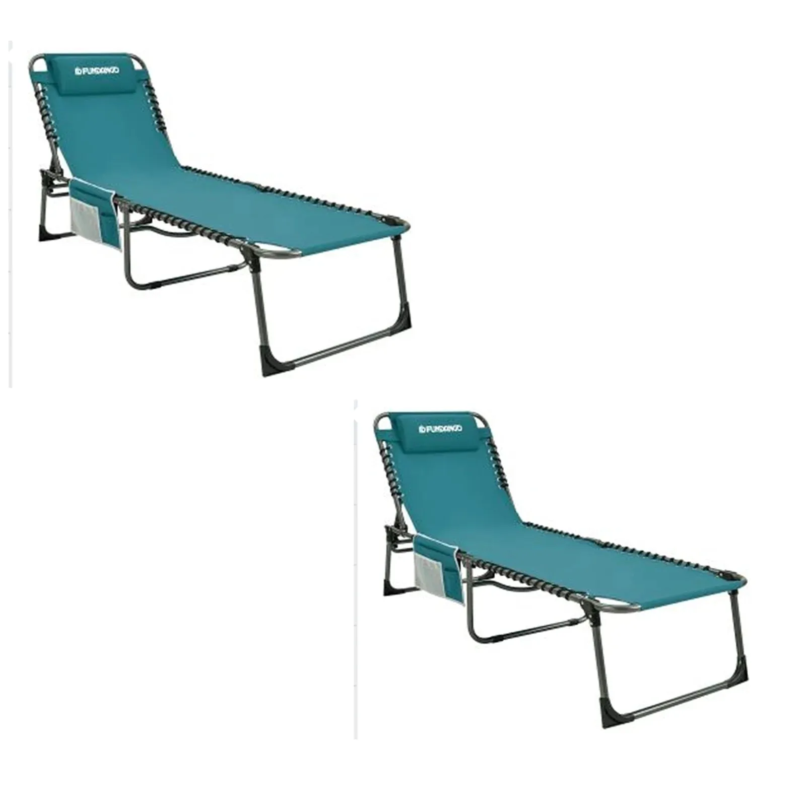 FUNDANGO Outdoor Folding Chaise Lounge Chair with Side Table