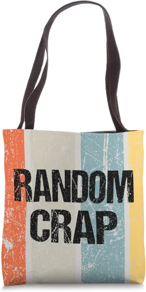 Funny Vintage Retro Stripe Colors Random Crap Black Tote Bag