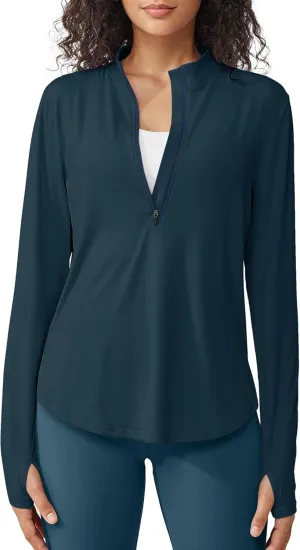 G4Free Womens UPF 50  Sun Shirts Lightweight Quick Dry Long Sleeve Workout Tops Lightweight Running Pullover