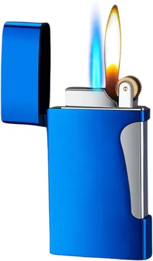GAVIK Dual Flame Lighter, refillable with Butane Fuel, switchable Soft/Jet Flame, Windproof, Adjustable Flame, Suitable for Candle Camping BBQ Kitchen, Gift for Men (Color : E)