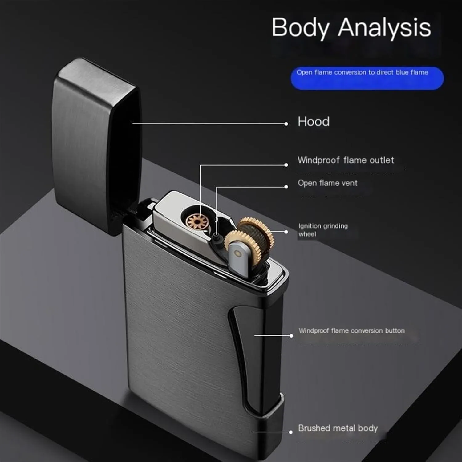 GAVIK Dual Flame Lighter, refillable with Butane Fuel, switchable Soft/Jet Flame, Windproof, Adjustable Flame, Suitable for Candle Camping BBQ Kitchen, Gift for Men (Color : E)