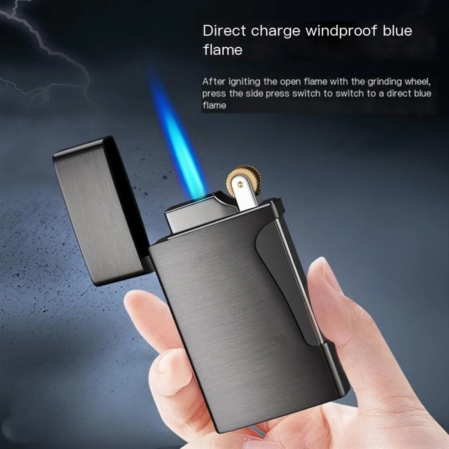 GAVIK Dual Flame Lighter, refillable with Butane Fuel, switchable Soft/Jet Flame, Windproof, Adjustable Flame, Suitable for Candle Camping BBQ Kitchen, Gift for Men (Color : E)