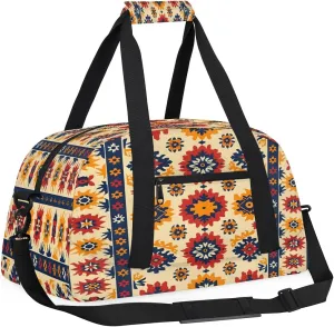 Geometric Aztec Kids Overnighter Duffel Bags for Boys, Carry-On Size Sports Gym Bag with Front Zipper Pocket for School Practice or Overnight Travel Weekender Sleepover Tote Bag