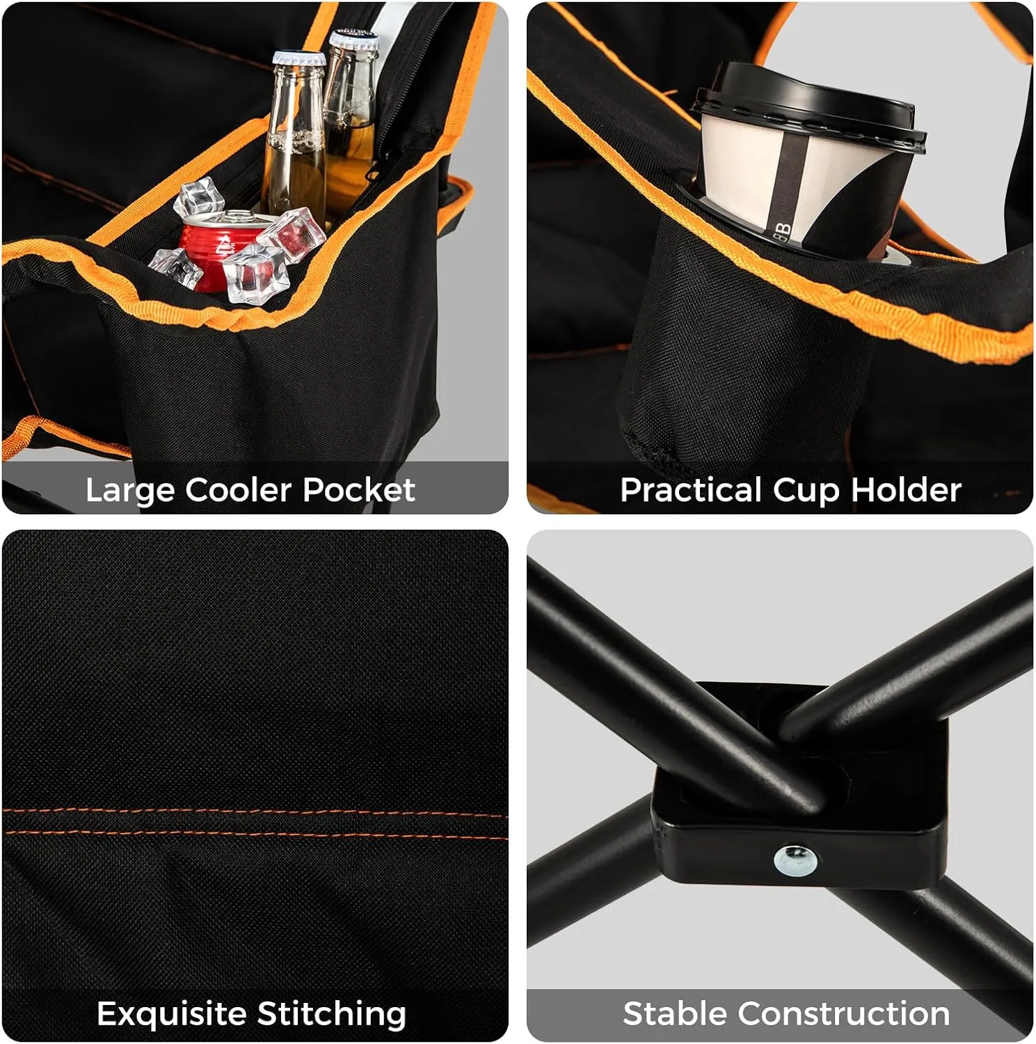 Giantex Hammock Camping Chair, Folding Chairs for Outside, Foldable Chair with Footrest, Adjustable Backrest, Padded Cushion, Carry Bag, Cup Holder, Collapsible Chair for Backpacking, Beach (2, Black)