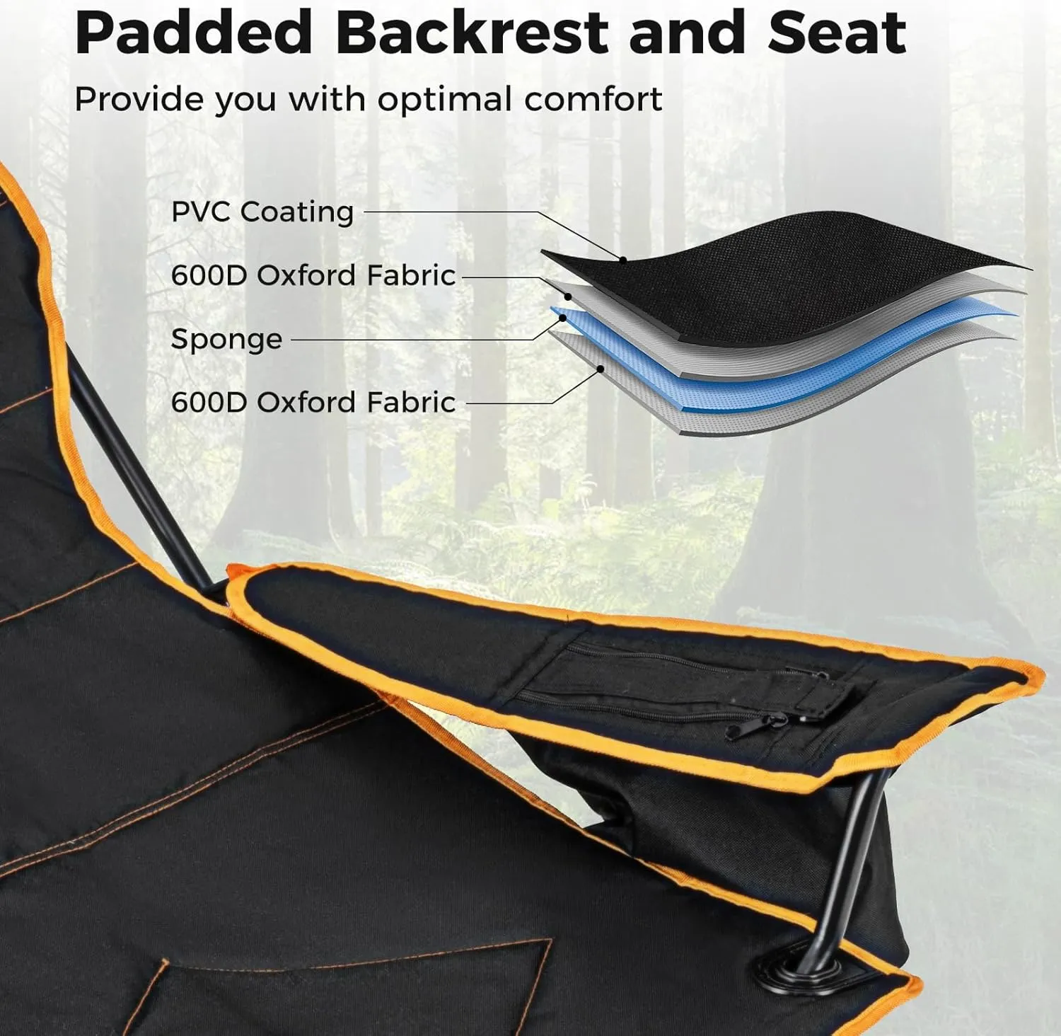 Giantex Hammock Camping Chair, Folding Chairs for Outside, Foldable Chair with Footrest, Adjustable Backrest, Padded Cushion, Carry Bag, Cup Holder, Collapsible Chair for Backpacking, Beach (2, Black)
