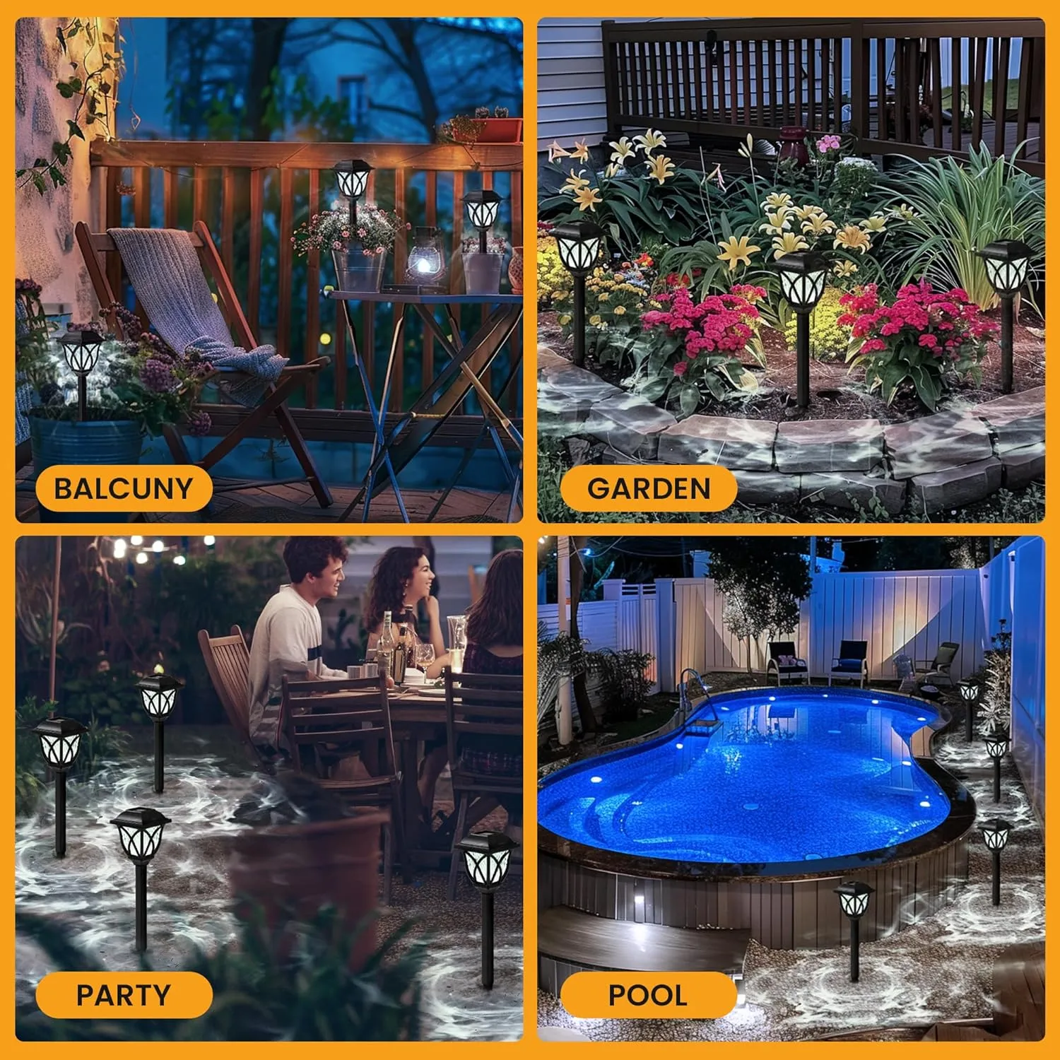 GIGALUMI Solar Lights Outdoor Waterproof, 8 Pack LED Solar Garden Lights, Outdoor Decorations, Garden Decor for Yard, Patio, Landscape, Planter, Walkway (Cold White)