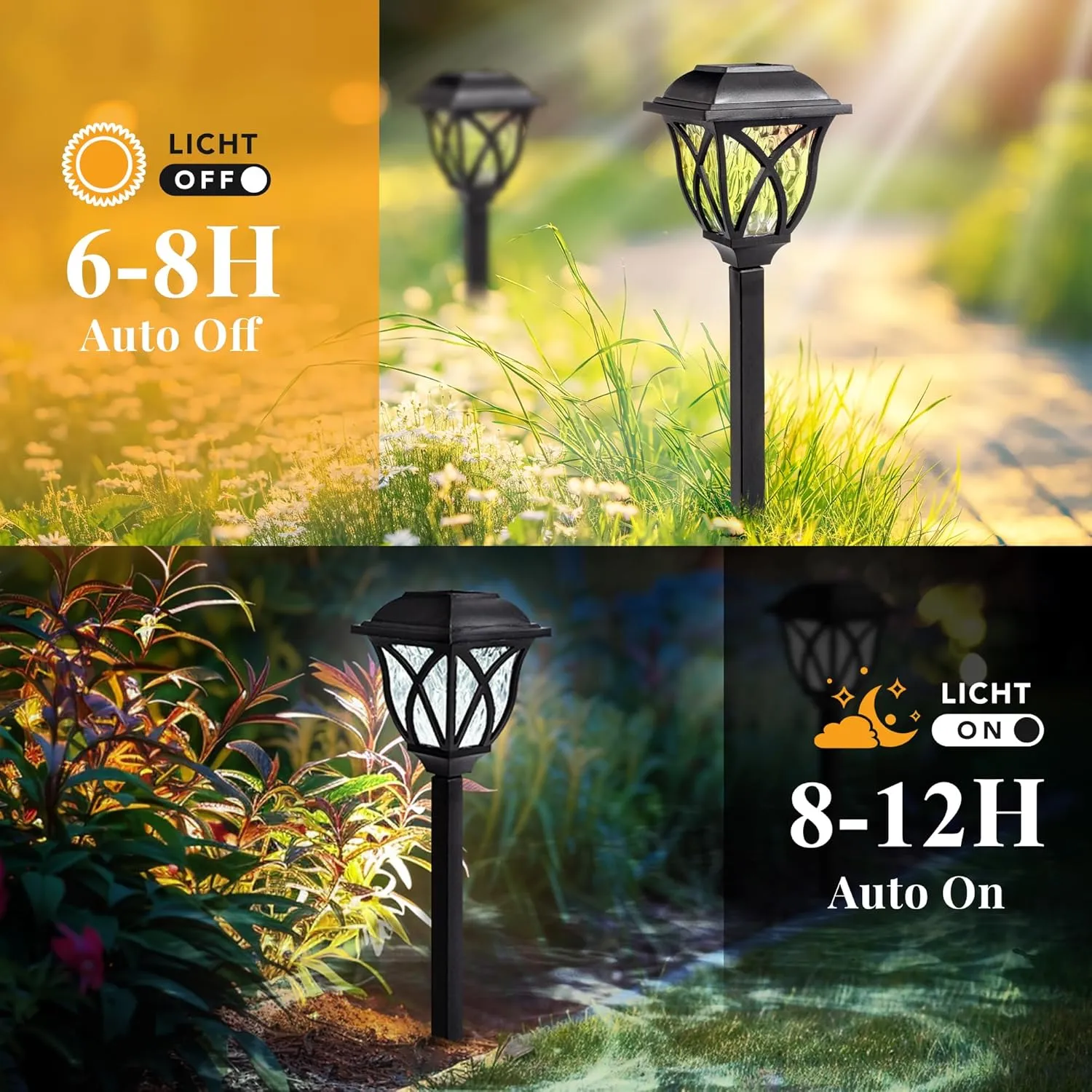 GIGALUMI Solar Lights Outdoor Waterproof, 8 Pack LED Solar Garden Lights, Outdoor Decorations, Garden Decor for Yard, Patio, Landscape, Planter, Walkway (Cold White)