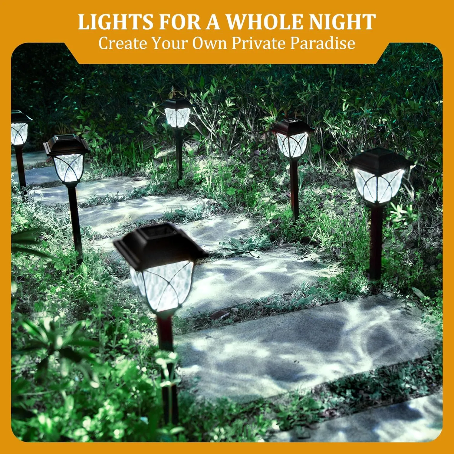 GIGALUMI Solar Lights Outdoor Waterproof, 8 Pack LED Solar Garden Lights, Outdoor Decorations, Garden Decor for Yard, Patio, Landscape, Planter, Walkway (Cold White)