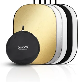 Godox 24″x36″/60x90cm Collapsible Photography Light Reflector, 5-in-1 Oval Multi Disc Diffuser with Carrying Bag - Gold, Silver, Black, White, Translucent for Video Studio Outdoor Lighting