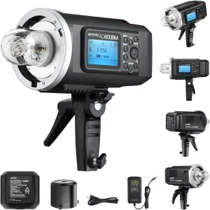 Godox AD600BM Bowens Mount 600Ws GN87 High Speed Sync Outdoor Studio Flash Strobe Monolight Light with 2.4G Wireless X System & 8700mAh Battery with 15x17cm Softbox & Filter & USB LED