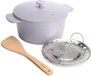 Goodful All-In-One Pot, Multilayer Nonstick, High Performance Cast Dutch Oven With Matching Lid, Roasting Rack And Turner, Made Without PFOA, Dishwasher Safe Cookware, 4.7-Quart, Lilac Frost