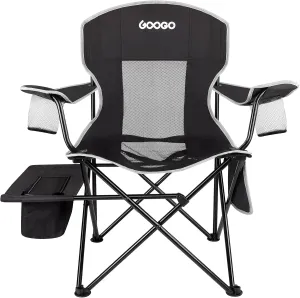 GOOGO Camping Chair Folding, Oversize Portable Lightweight Chair with Cooler, Cup Holder, Mesh Back Seat, Supports 300lbs, Collapsible Compact Chair with Carry Bag & Strap for Outdoor, Camp, Hiking