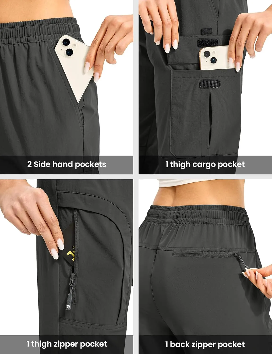 Gopune Women's Hiking Cargo Pants Lightweight Quick Dry Water Resistant Camping Work Travel Pants