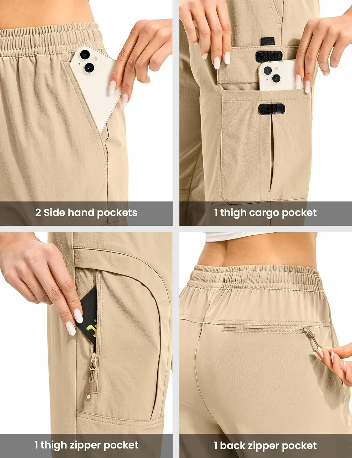 Gopune Women's Hiking Cargo Pants Lightweight Quick Dry Water Resistant Camping Work Travel Pants
