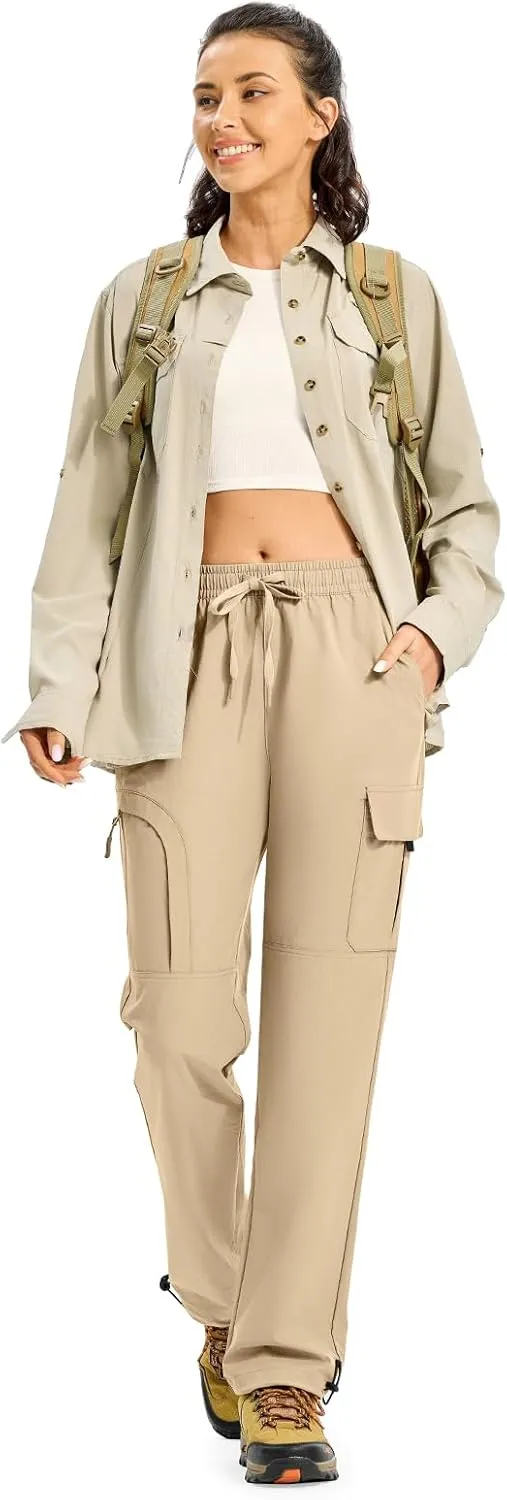 Gopune Women's Hiking Cargo Pants Lightweight Quick Dry Water Resistant Camping Work Travel Pants