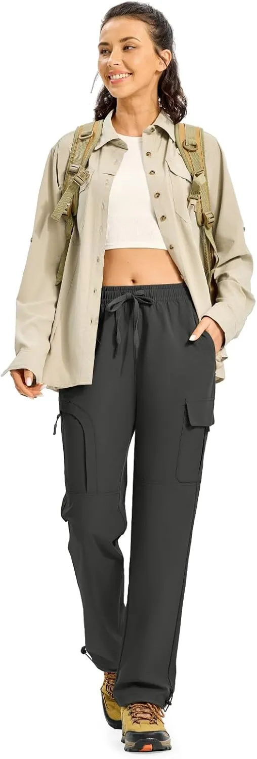 Gopune Women's Hiking Cargo Pants Lightweight Quick Dry Water Resistant Camping Work Travel Pants