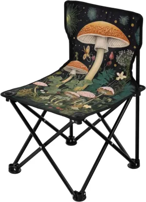 Gorgeous Mushrooms Portable Outdoor Folding Chair Anti-Slip Padded Oxford Cloth Stool Camping Chair Small for Beach Hiking Fishing Gardening Quad Camp Chair