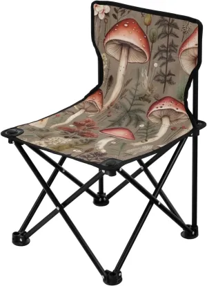 Gorgeous Mushrooms Portable Outdoor Folding Chair Anti-Slip Padded Oxford Cloth Stool Camping Chair Small for Beach Hiking Fishing Gardening Quad Camp Chair