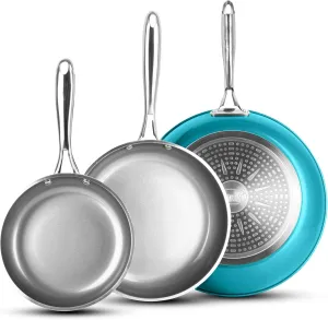 GOTHAM STEEL Frying Pan Set, 3 Pc Nonstick Ceramic Copper Fry Pans Set, 8, 10, 12 Inch Nonstick Frying Pans Nonstick Skillet Set, Omelet Pan, Induction Cookware, Oven and Dishwasher Safe