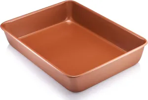 Gotham Steel Rectangular Nonstick Cake Pan, 9x13 Baking Pan for Brownie, Lasagna, Ceramic Non Toxic Coating, Oven Safe up to 500 Degrees, No Warp, Metal Utensil Safe, Dishwasher Safe
