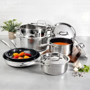Granitestone 10-Piece Hammered Stainless Steel Pro Series Cookware Set