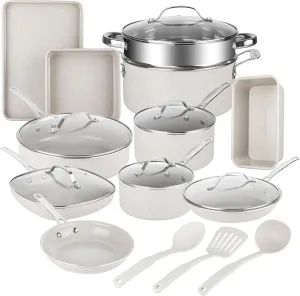 Granitestone 20 Pc Ceramic Cookware Set Nonstick, Premium Pots and Pans Set Non Stick for Kitchen with Bakeware and Cooking Utensils, Non Toxic Made Without PFOA PFOS, Oven & Dishwasher Safe