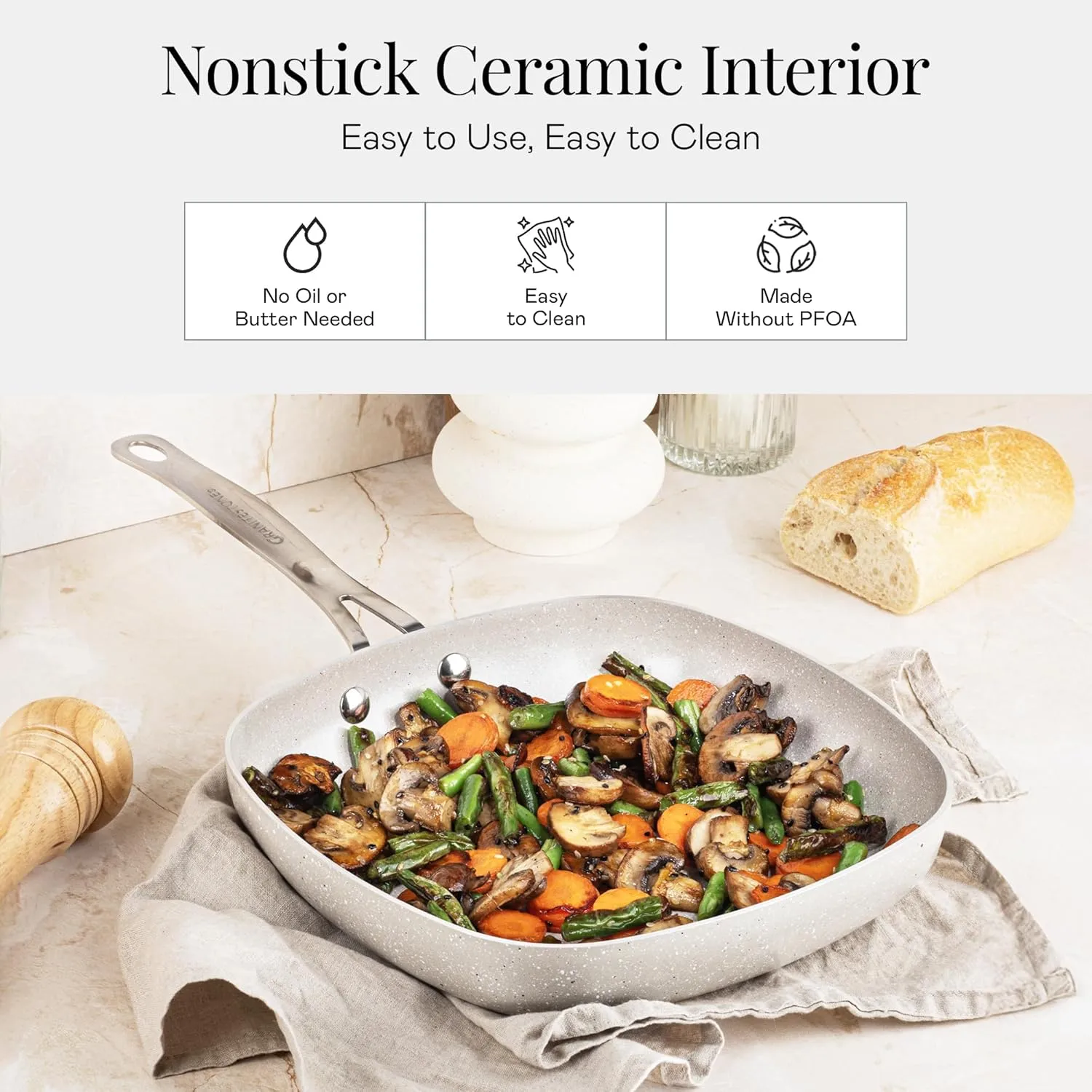 Granitestone 20 Pc Ceramic Cookware Set Nonstick, Premium Pots and Pans Set Non Stick for Kitchen with Bakeware and Cooking Utensils, Non Toxic Made Without PFOA PFOS, Oven & Dishwasher Safe