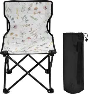 Gredecor Camping Chairs, Floral Wildflowers Leaves and Plants Portable Camping Chair with Storage Bag, Lightweight Foldable Chair for Outside Camping, Hiking, Travel, Beach and Sports