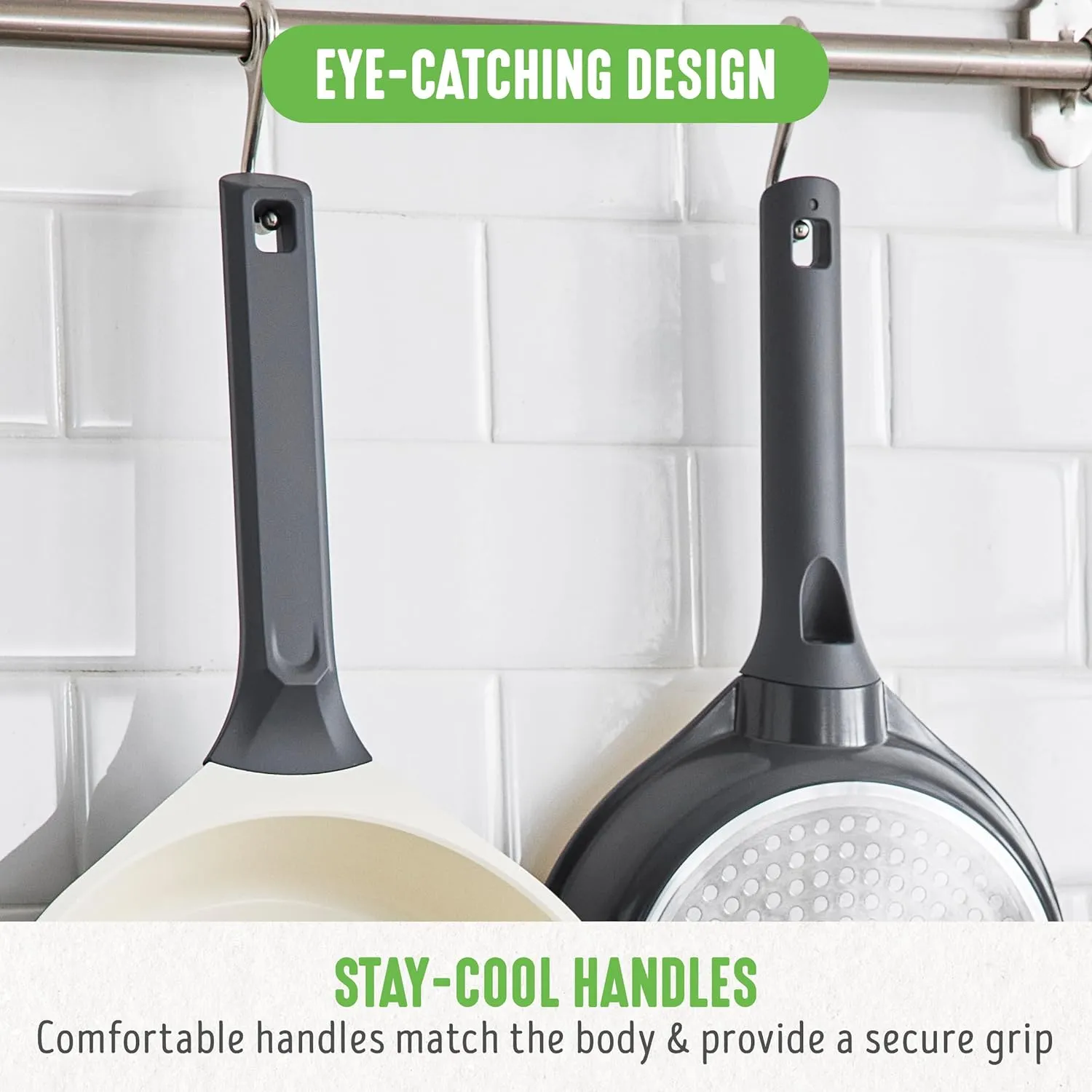 GreenLife Arte 8 Piece Ceramic Nonstick Cookware Pots and Pans Set, Induction Suitable, PFOA & PFAS Free, Stay-Cool Handles, Glass Lids, Stock Saucepans & Frying Pans, Dishwasher Safe, Graphite