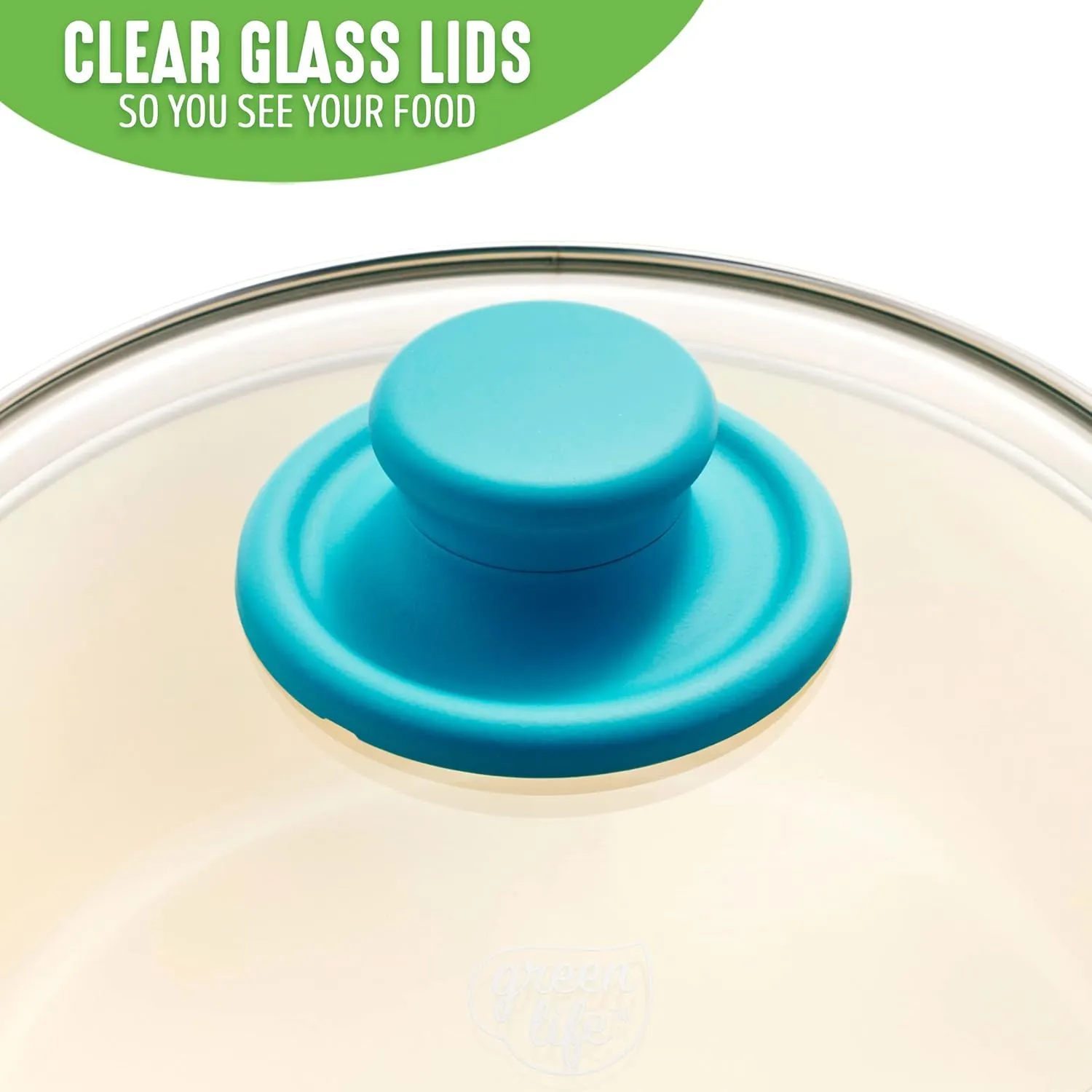 GreenLife Soft Grip 1QT and 2QT Saucepan Set, Non-Toxic PFAS-Free Ceramic Nonstick, Glass Lids, Stay Cool Handles, Wobble Free Base, Dishwasher & Oven Safe, Easy Clean, Multipurpose, Caribbean Blue