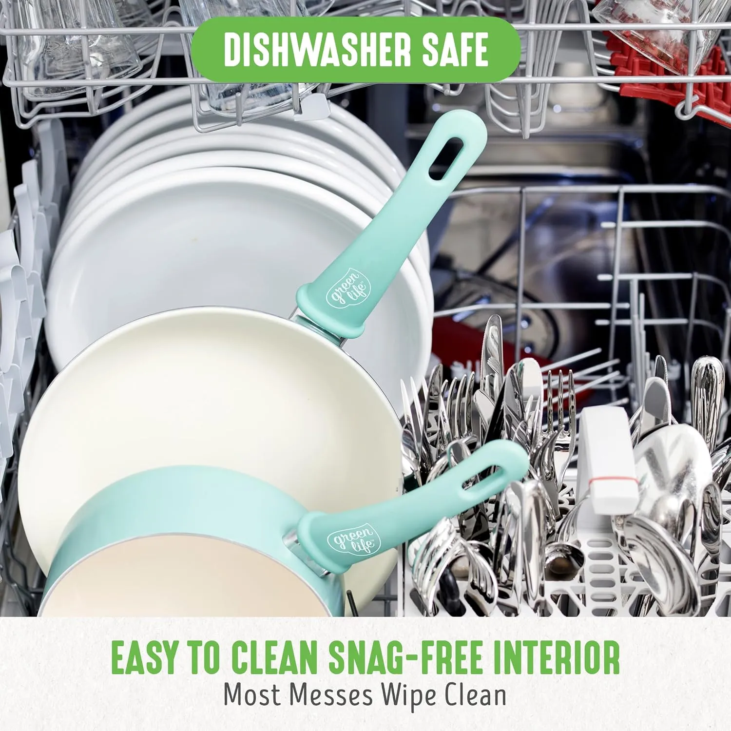 GreenLife Soft Grip 23 Piece Kitchen Cookware Pots and Frying Saucepans Set, Healthy Ceramic Nonstick PFAS and PFOA-Free, Dishwasher and Oven Safe, Even Heating, Easy Clean, Warp Control, Turquoise