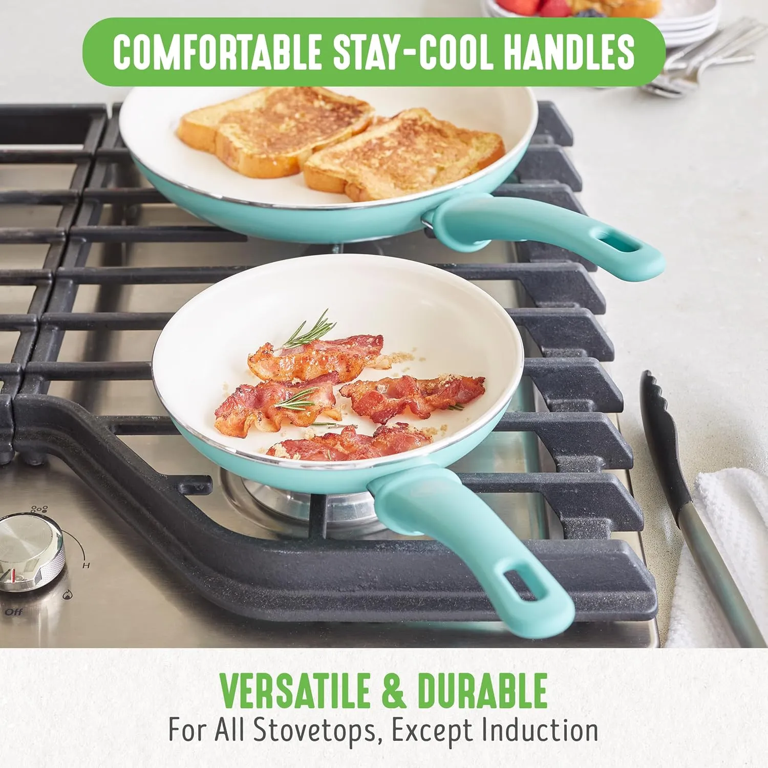 GreenLife Soft Grip 23 Piece Kitchen Cookware Pots and Frying Saucepans Set, Healthy Ceramic Nonstick PFAS and PFOA-Free, Dishwasher and Oven Safe, Even Heating, Easy Clean, Warp Control, Turquoise