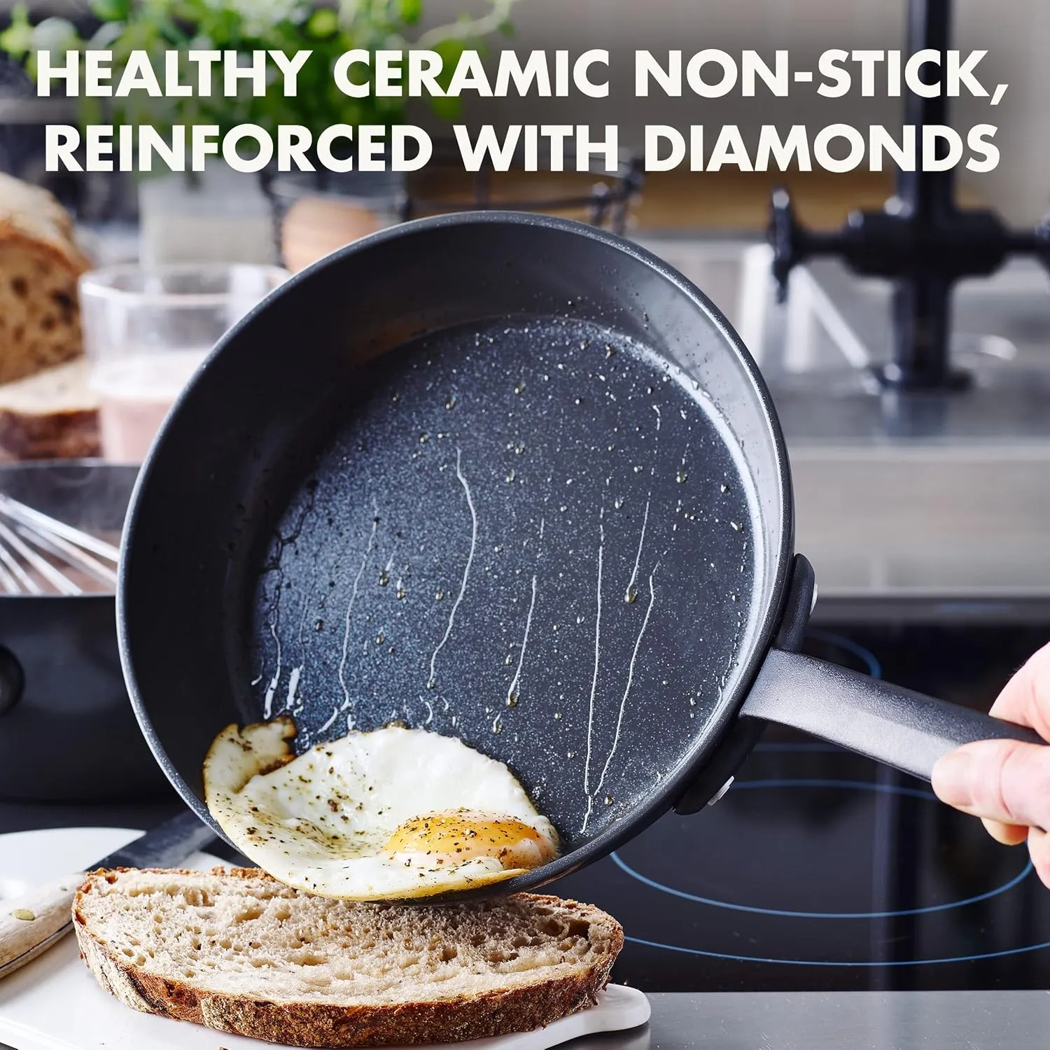 GreenPan Craft Cookware Hard Anodized Healthy Ceramic Nonstick 11" Frying Pan Skillet, Cast Stainless Steel Handles, Scratch-Resistant, Induction Safe, Dishwasher and Oven Safe, PFAS-Free, Black