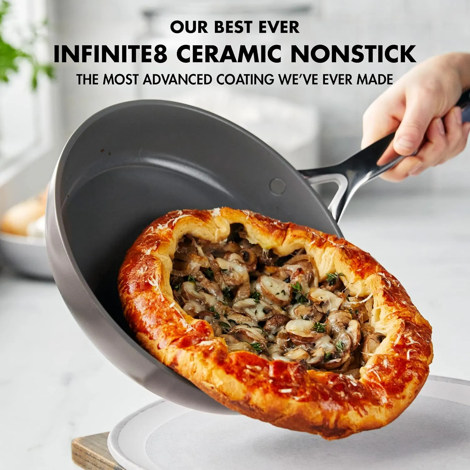 GreenPan GP5 Hard Anodized Healthy Ceramic Nonstick 9.5” & 11” 2 Piece Frying Pan Skillet Set,Heavy Gauge Scratch Resistant,Stay-Flat Surface, Induction, Mirror Finish Handle,Oven Safe,PFAS-Free,Cocoa