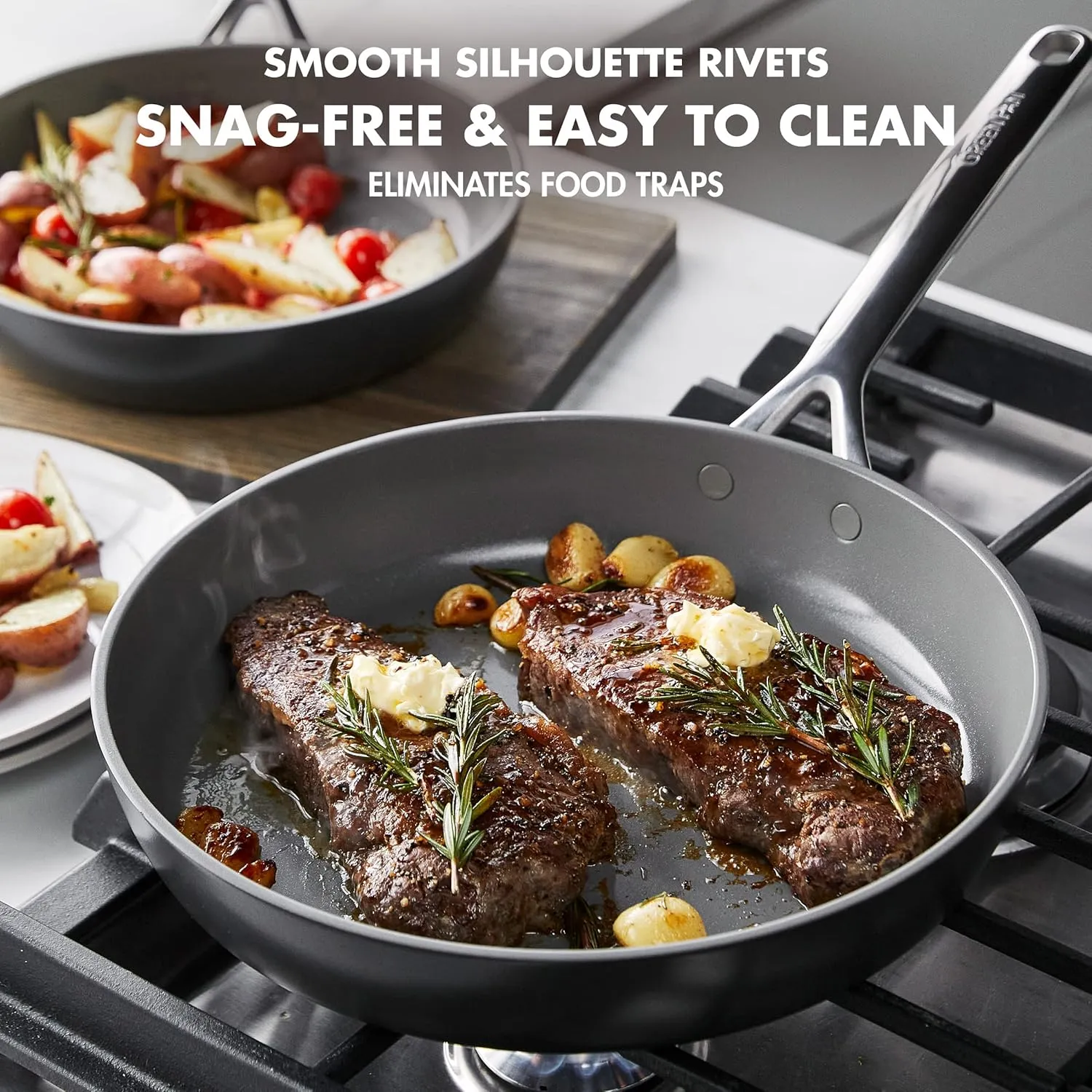 GreenPan GP5 Hard Anodized Healthy Ceramic Nonstick 9.5” & 11” 2 Piece Frying Pan Skillet Set,Heavy Gauge Scratch Resistant,Stay-Flat Surface, Induction, Mirror Finish Handle,Oven Safe,PFAS-Free,Cocoa