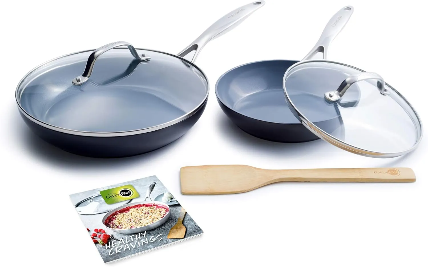 GreenPan Valencia Pro Hard Anodized Healthy Ceramic Nonstick 11 Piece Cookware Pots and Pans Set, PFAS-Free, Induction, Dishwasher Safe, Oven Safe, Gray,Grey