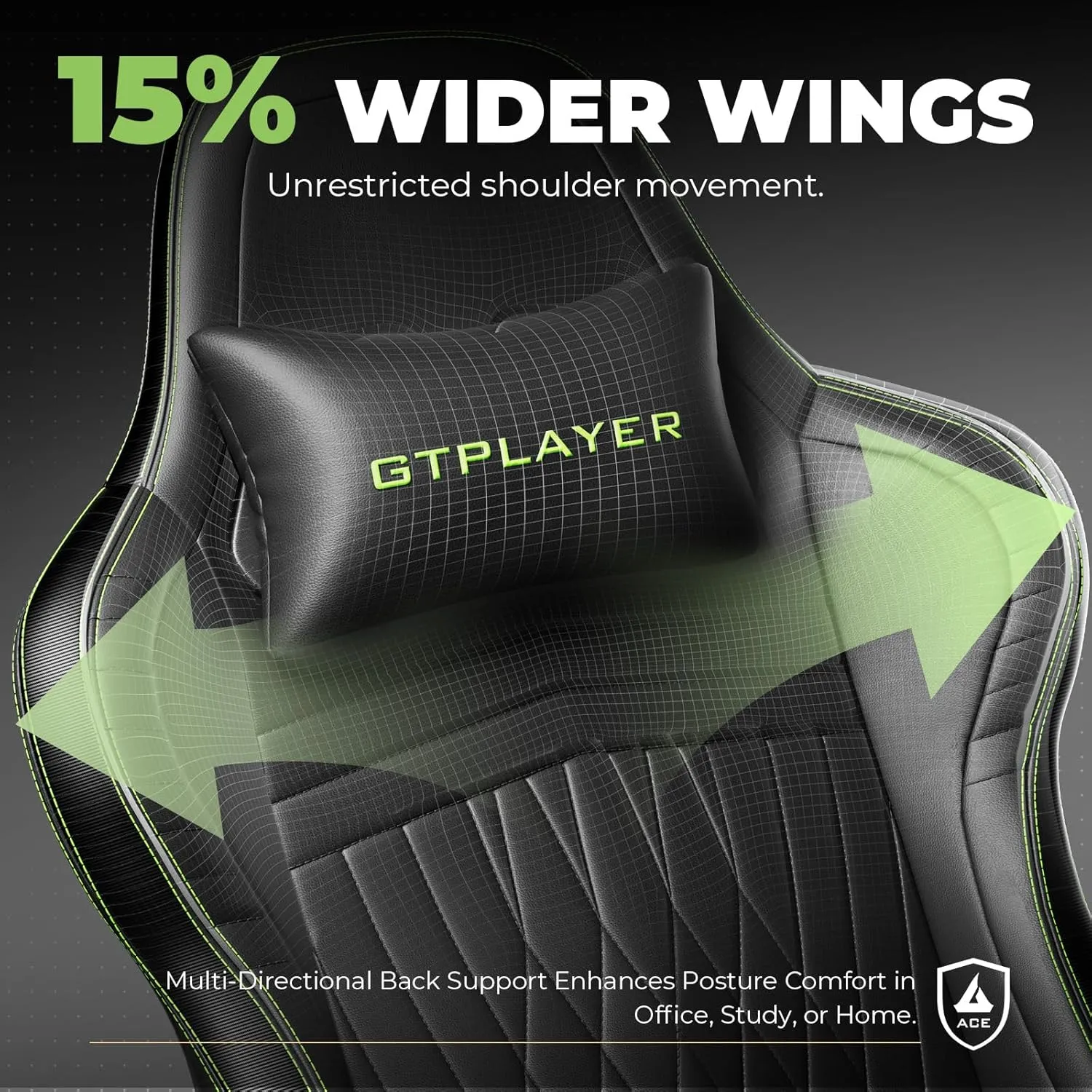 GTPLAYER Gaming Chair with Speakers, Video Game Chairs with Footrest, PC Gamer Chairs for Adults - Padded High Back Ergonomic Reclining Silla Gamer, Linkage Armrest, Ace Pro, Green