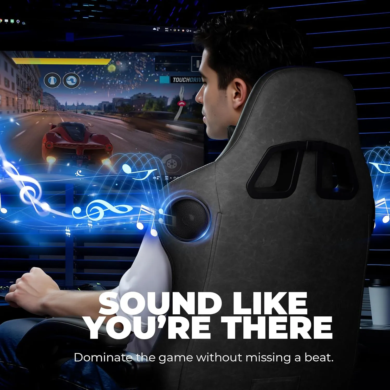 GTPLAYER Gaming Chair with Speakers, Video Game Chairs with Footrest, PC Gamer Chairs for Adults - Padded High Back Ergonomic Reclining Silla Gamer, Linkage Armrest, Ace Pro, Grey
